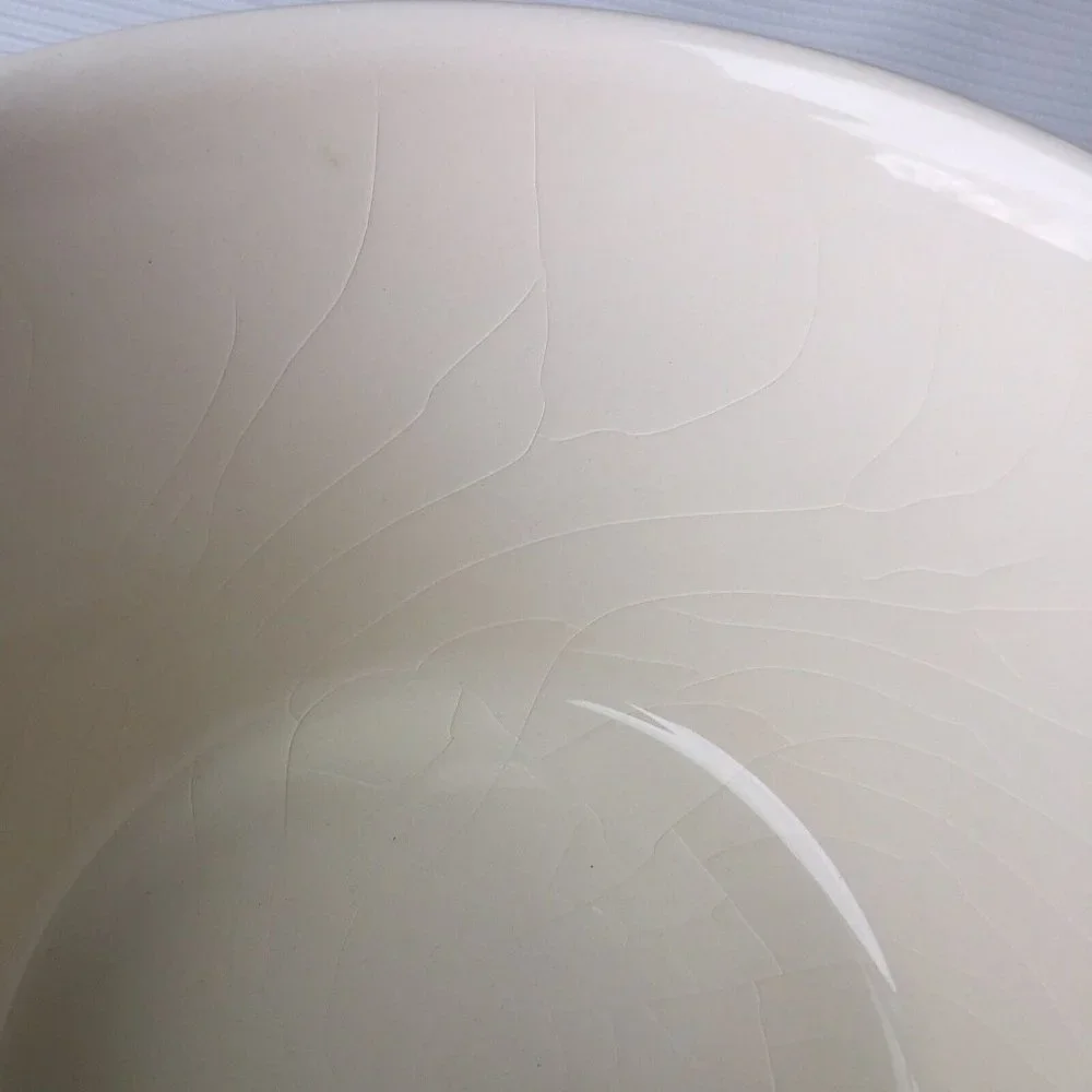 Matceramica Portugal Deep Bowl Soup Cereal Salad White Green Plant Leaf Pattern